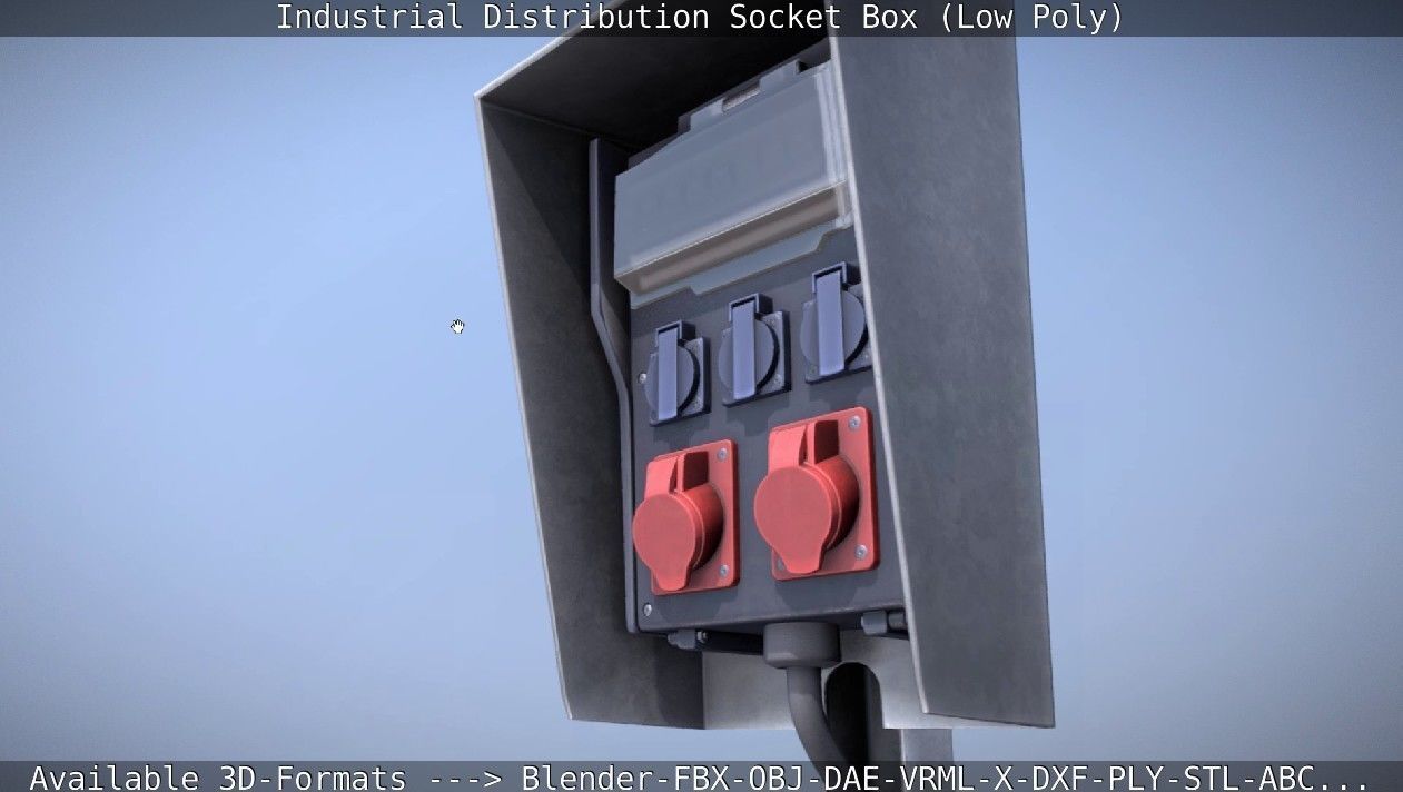 Industrial Distribution Socket Box  Low-poly 3D model_81