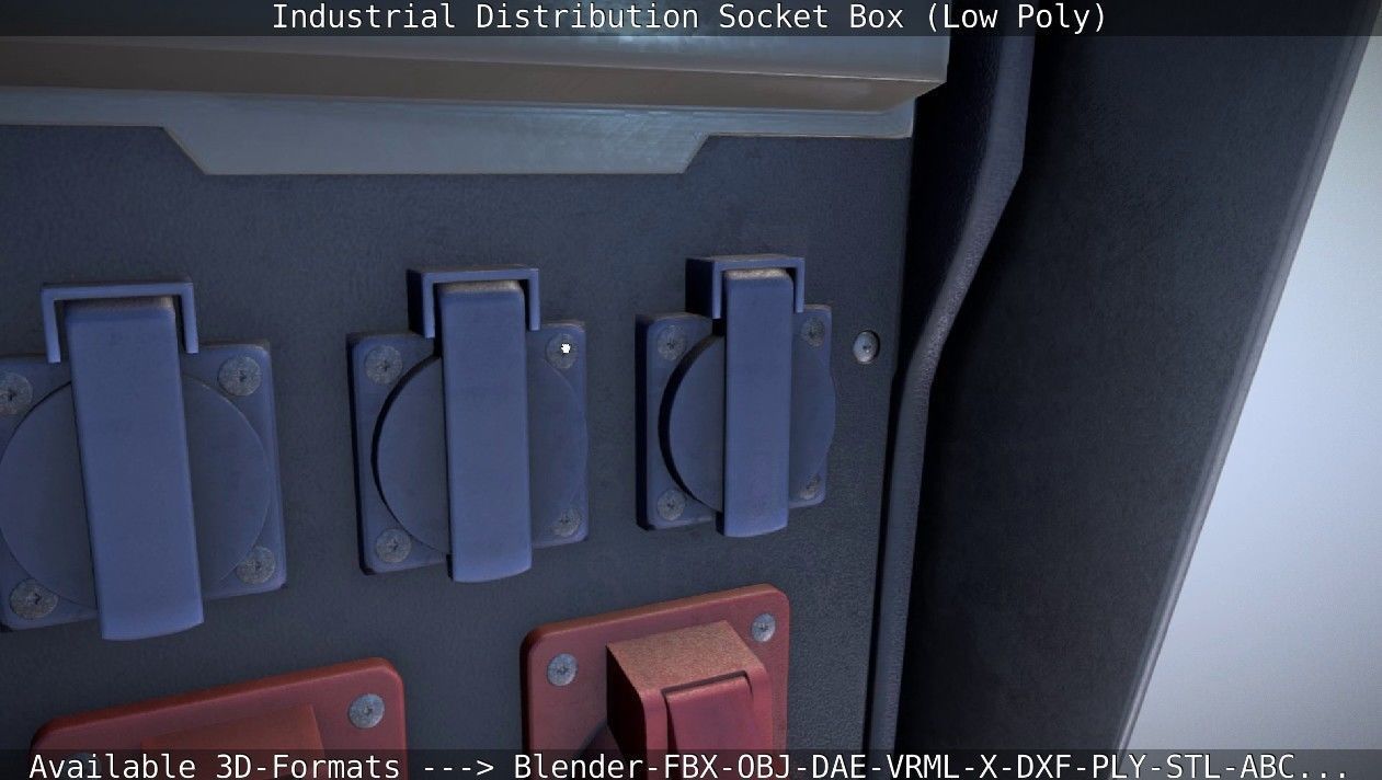 Industrial Distribution Socket Box  Low-poly 3D model_98