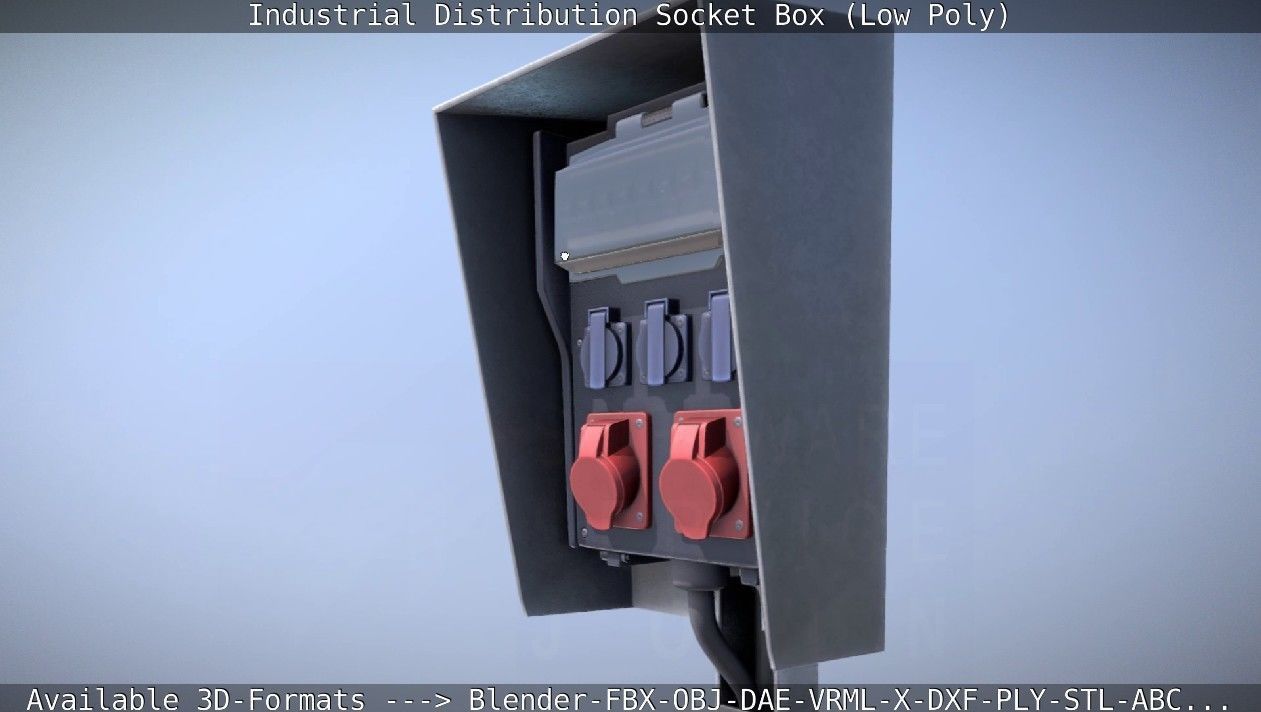 Industrial Distribution Socket Box  Low-poly 3D model_76