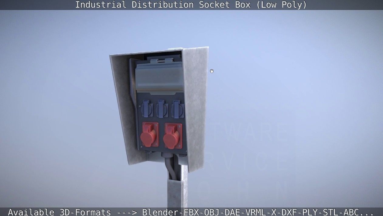 Industrial Distribution Socket Box  Low-poly 3D model_99