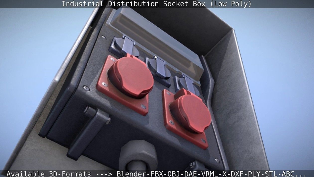 Industrial Distribution Socket Box  Low-poly 3D model_3