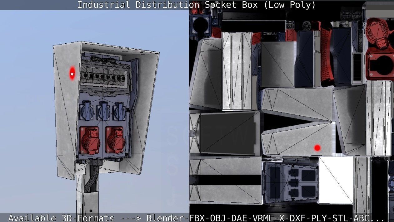 Industrial Distribution Socket Box  Low-poly 3D model_48