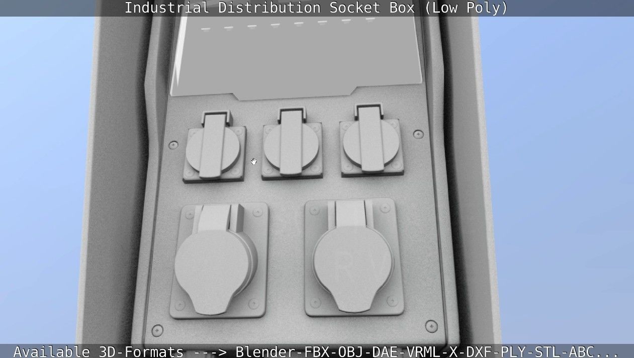 Industrial Distribution Socket Box  Low-poly 3D model_41