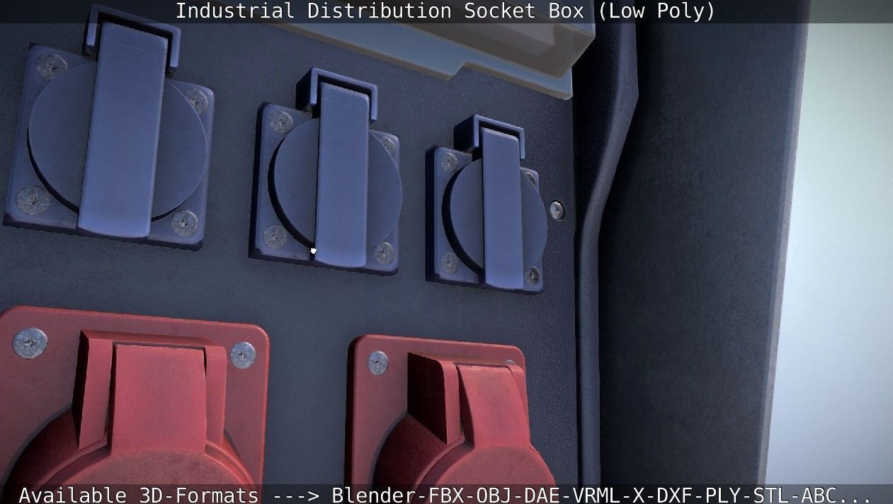 Industrial Distribution Socket Box  Low-poly 3D model_97