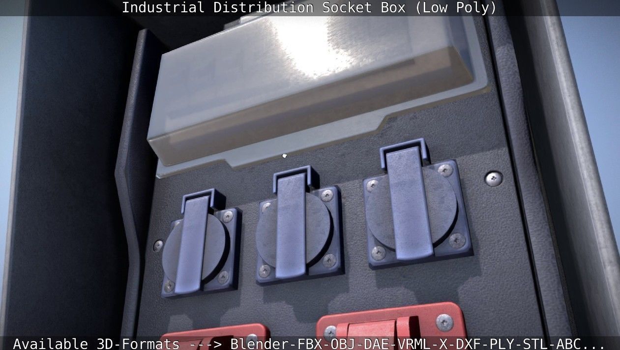 Industrial Distribution Socket Box  Low-poly 3D model_9