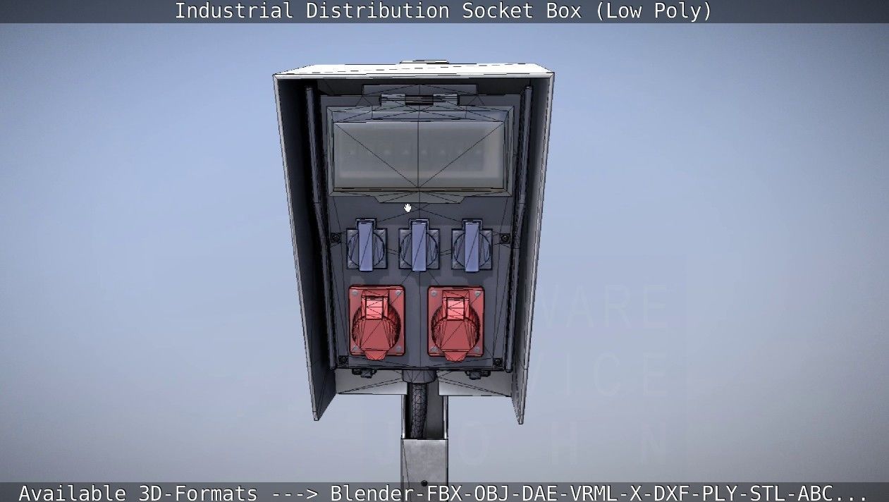 Industrial Distribution Socket Box  Low-poly 3D model_18
