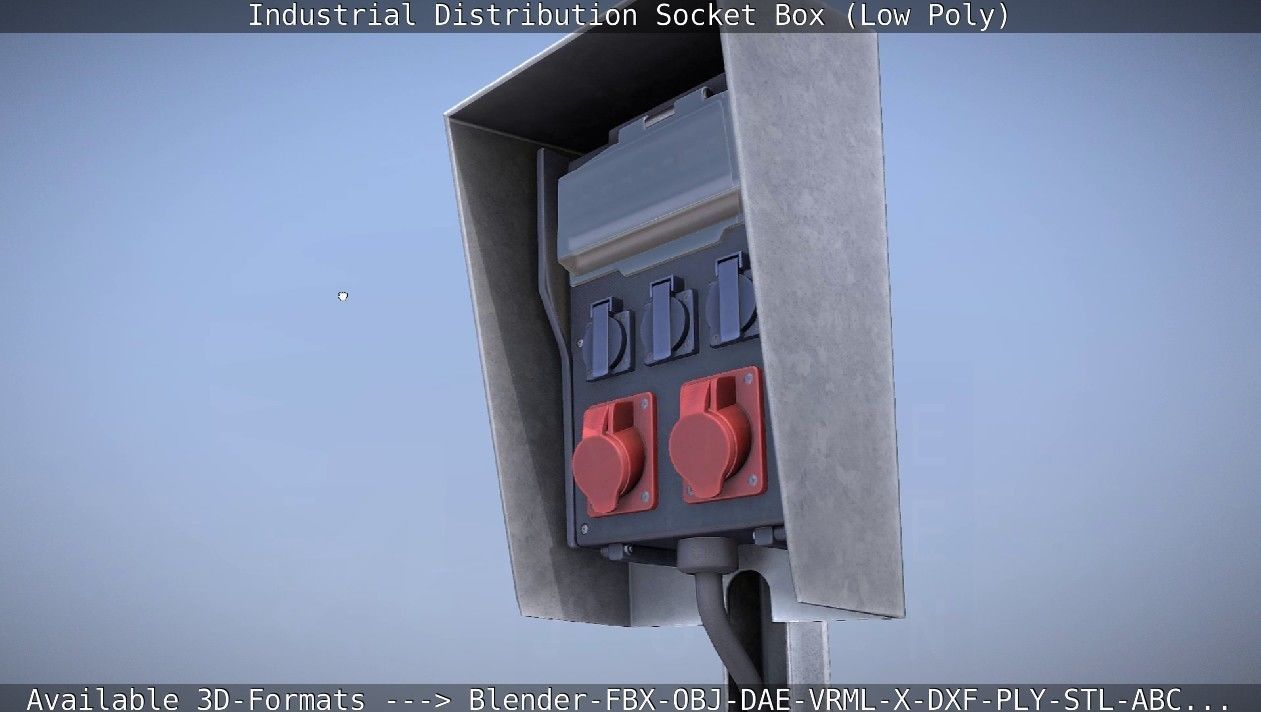 Industrial Distribution Socket Box  Low-poly 3D model_80