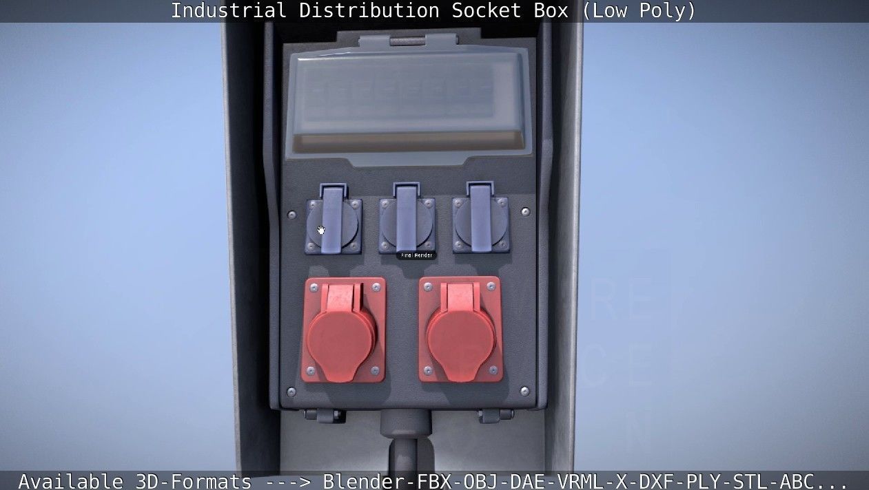 Industrial Distribution Socket Box  Low-poly 3D model_58