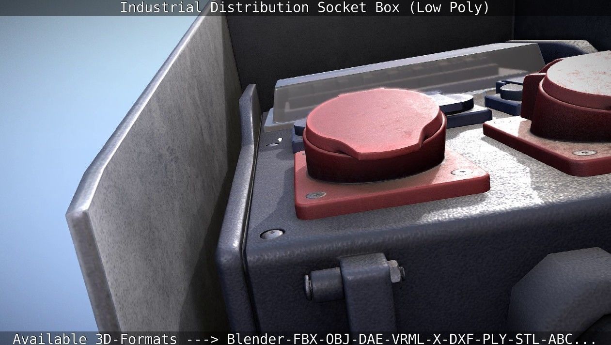 Industrial Distribution Socket Box  Low-poly 3D model_85