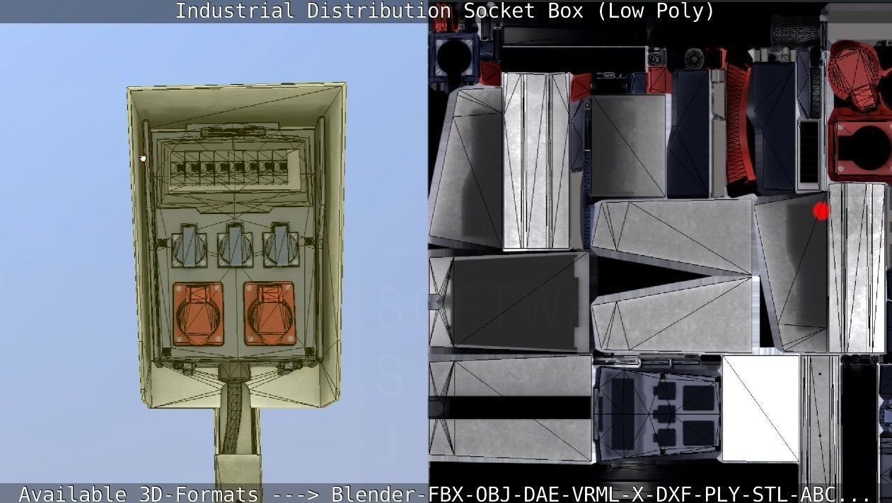 Industrial Distribution Socket Box  Low-poly 3D model_45