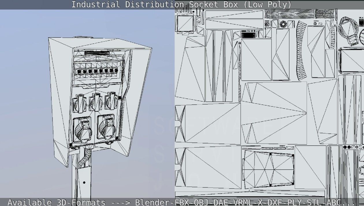 Industrial Distribution Socket Box  Low-poly 3D model_100