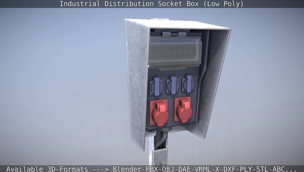 Industrial Distribution Socket Box  Low-poly 3D model_74