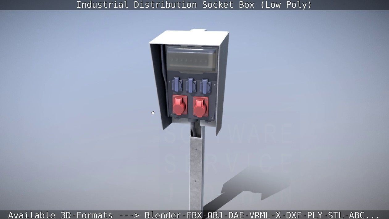 Industrial Distribution Socket Box  Low-poly 3D model_6