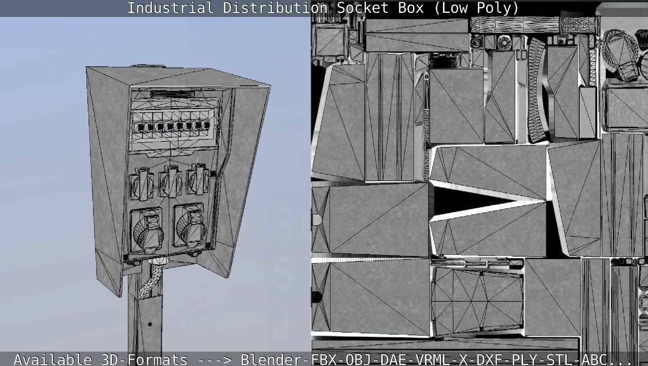 Industrial Distribution Socket Box  Low-poly 3D model_52