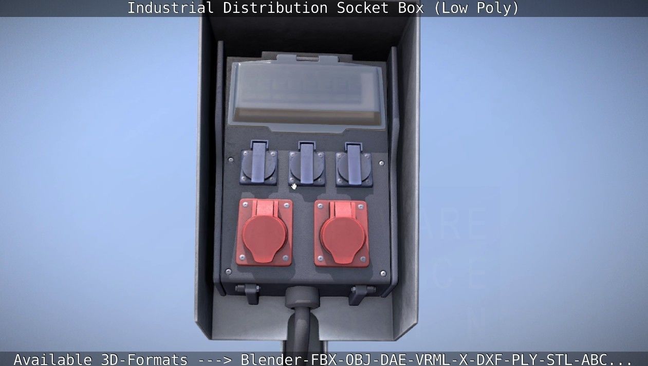 Industrial Distribution Socket Box  Low-poly 3D model_30