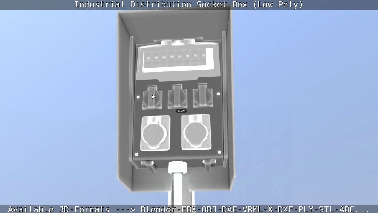Industrial Distribution Socket Box  Low-poly 3D model_29