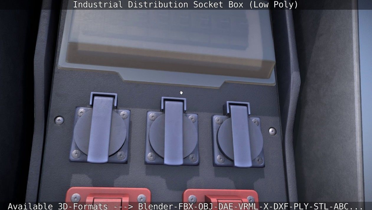 Industrial Distribution Socket Box  Low-poly 3D model_10