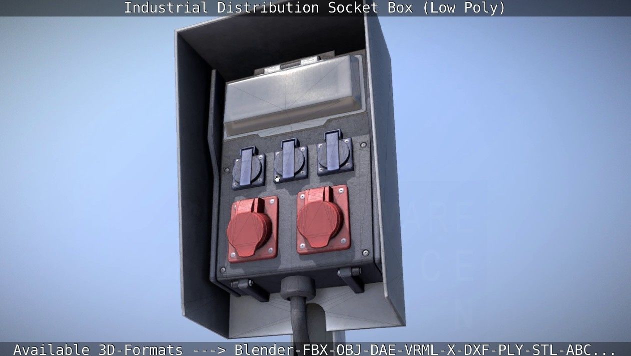Industrial Distribution Socket Box  Low-poly 3D model_28