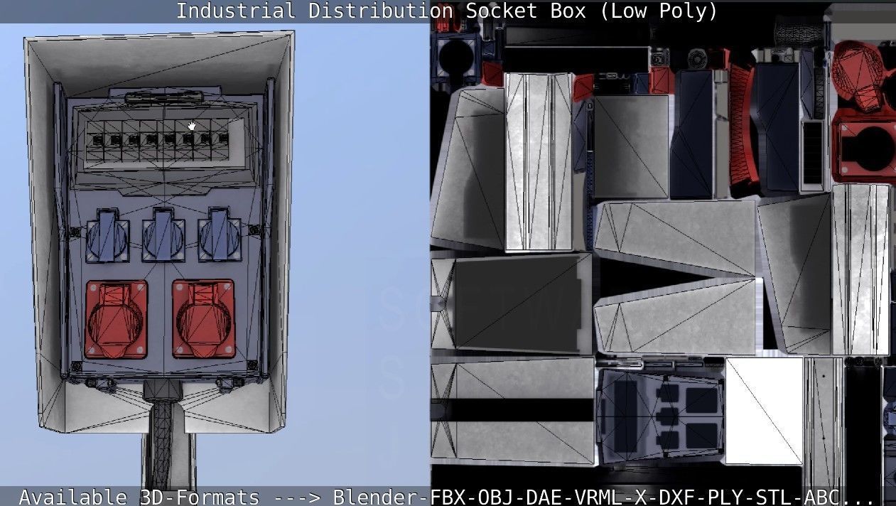 Industrial Distribution Socket Box  Low-poly 3D model_43
