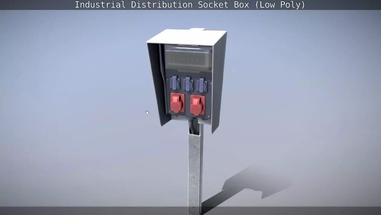 Industrial Distribution Socket Box  Low-poly 3D model_0