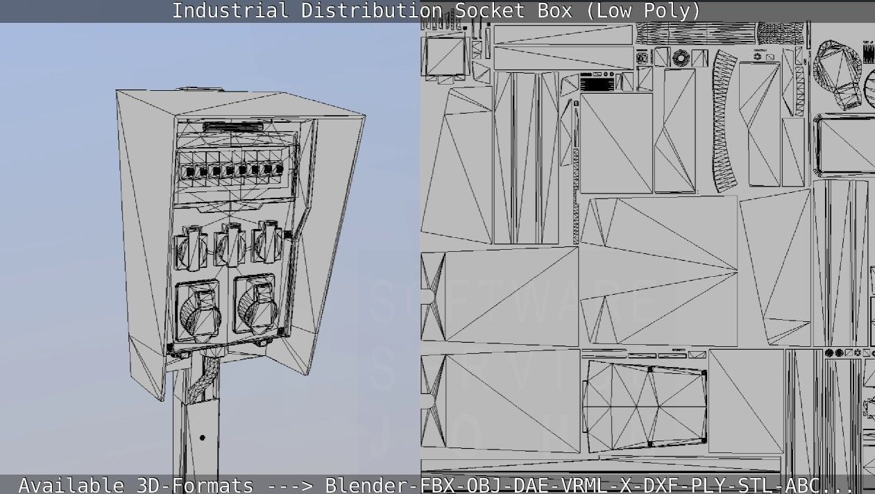 Industrial Distribution Socket Box  Low-poly 3D model_59