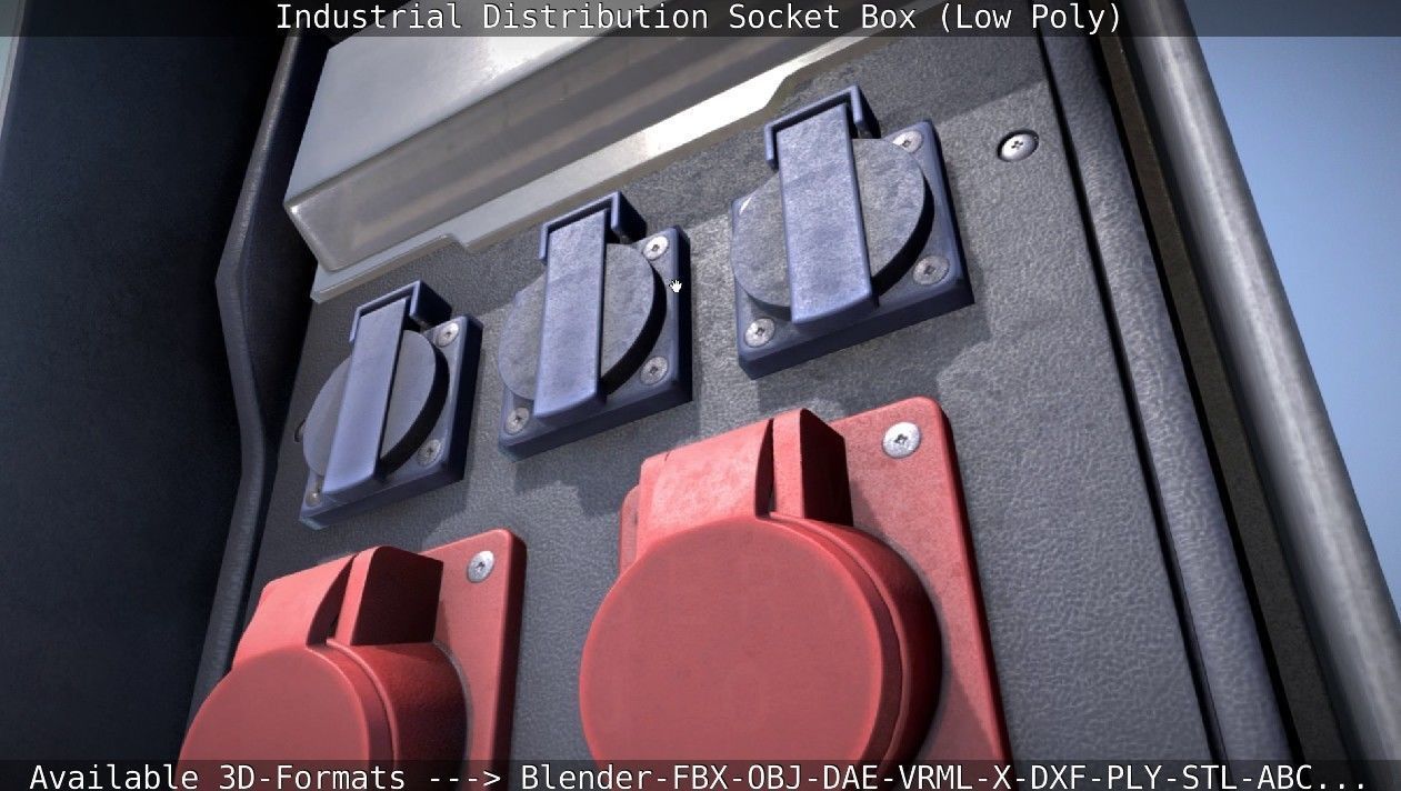 Industrial Distribution Socket Box  Low-poly 3D model_2