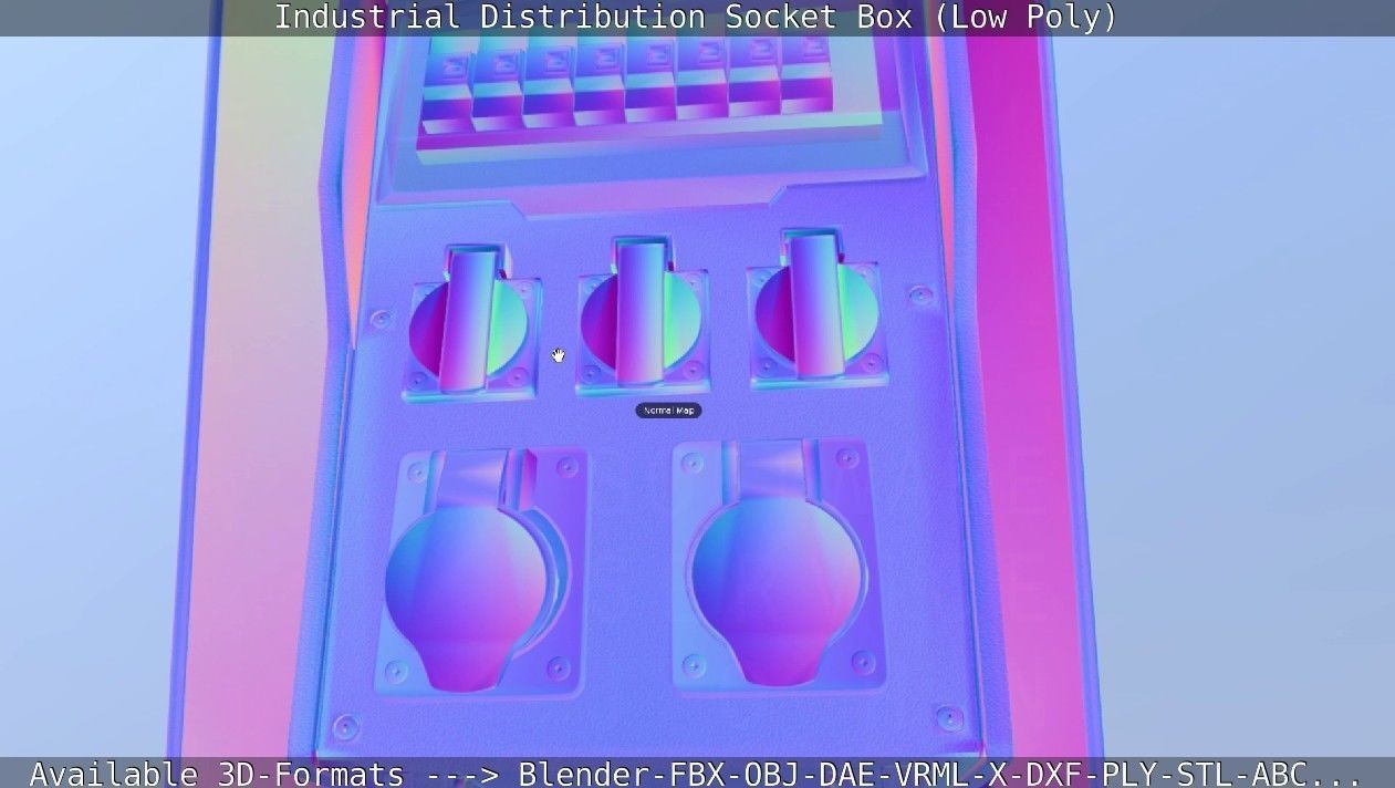 Industrial Distribution Socket Box  Low-poly 3D model_25