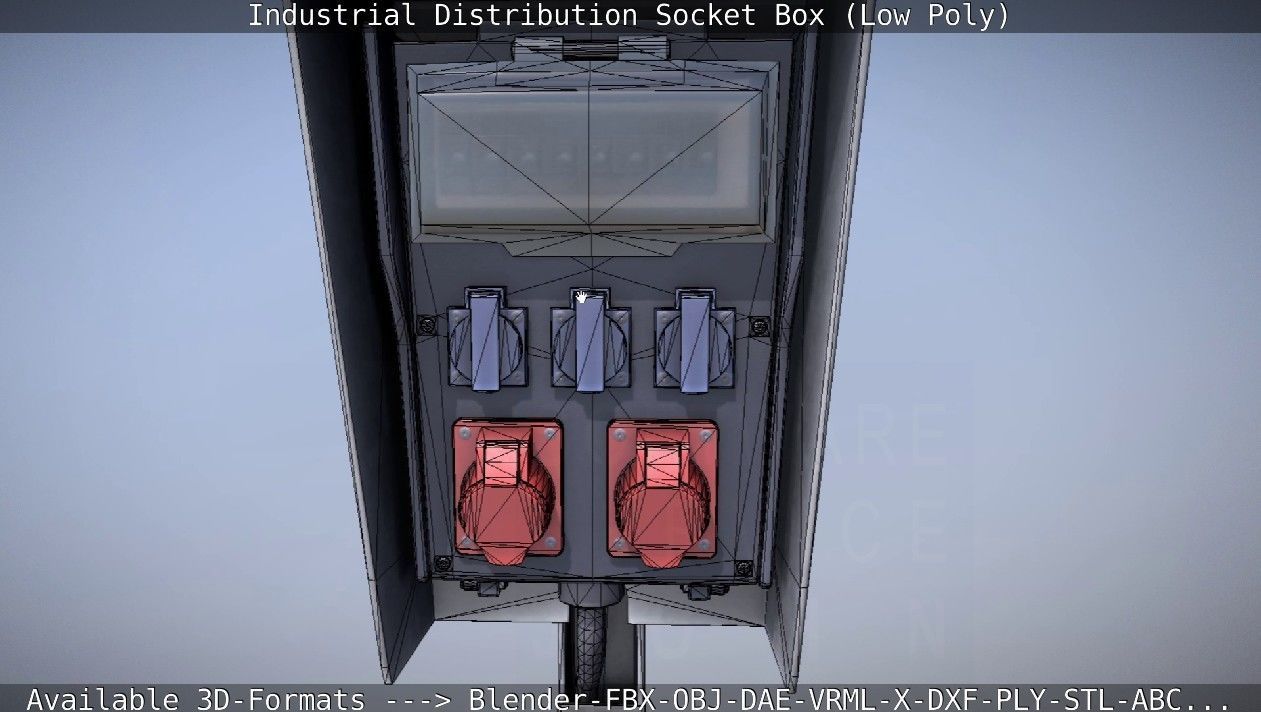 Industrial Distribution Socket Box  Low-poly 3D model_20