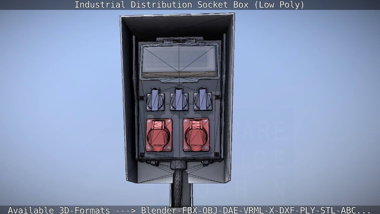 Industrial Distribution Socket Box  Low-poly 3D model_65
