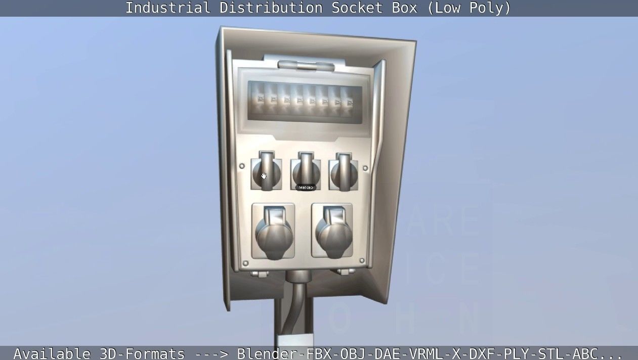 Industrial Distribution Socket Box  Low-poly 3D model_34