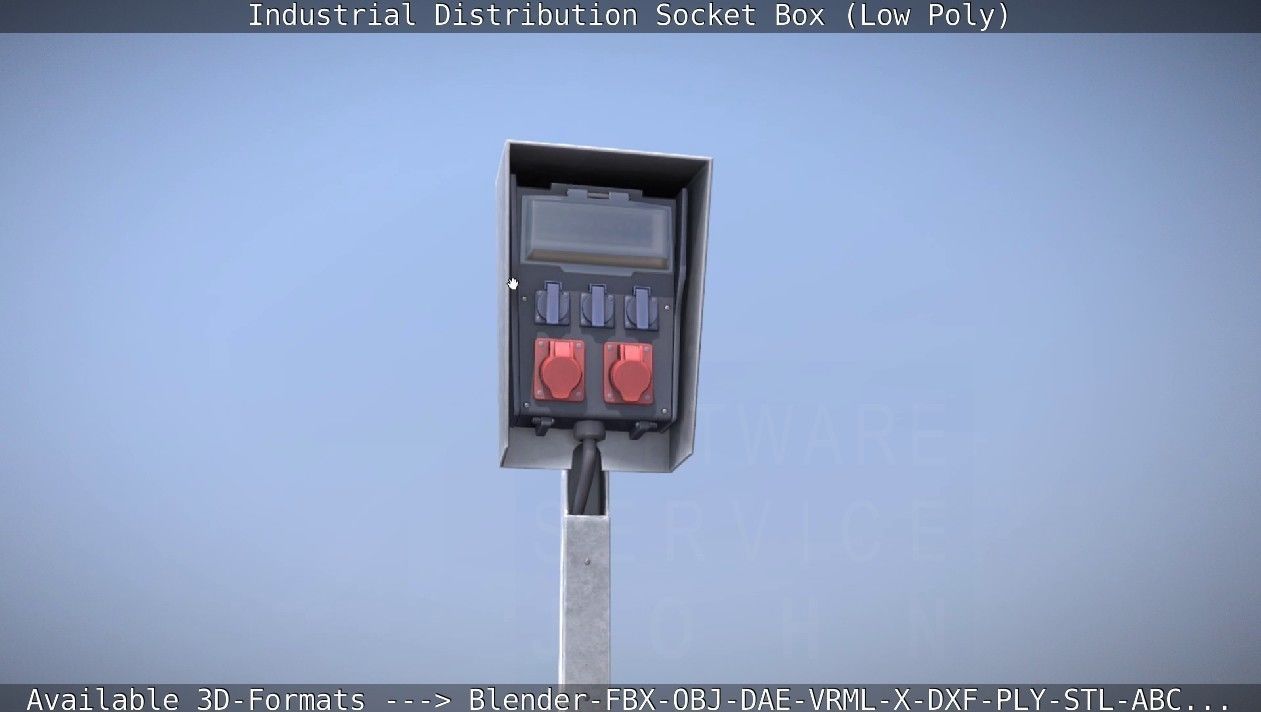 Industrial Distribution Socket Box  Low-poly 3D model_12