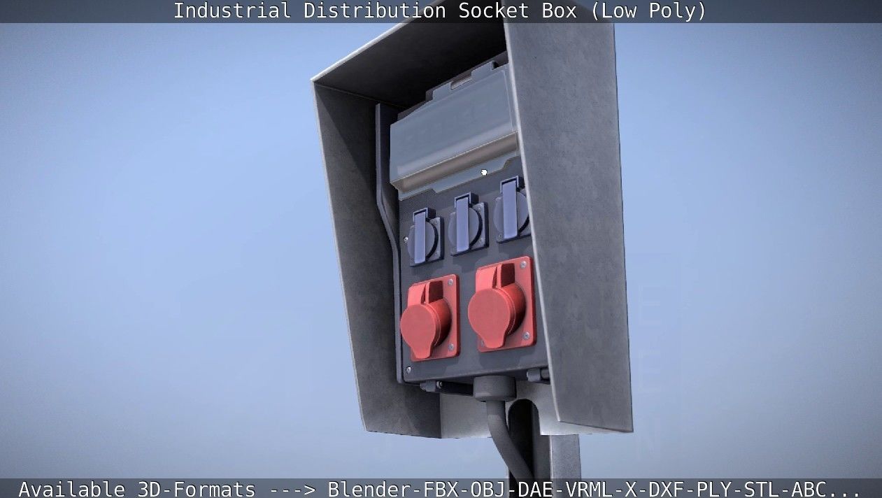 Industrial Distribution Socket Box  Low-poly 3D model_77