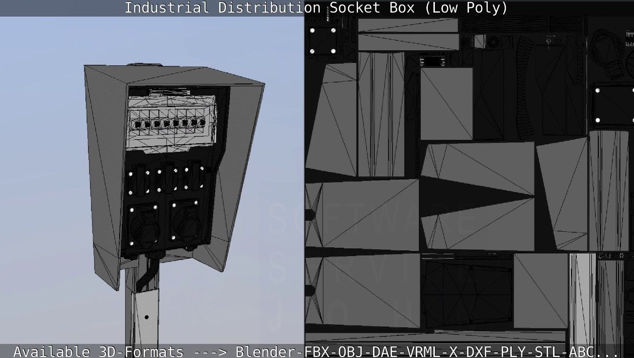 Industrial Distribution Socket Box  Low-poly 3D model_88