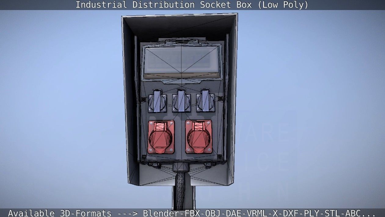 Industrial Distribution Socket Box  Low-poly 3D model_40
