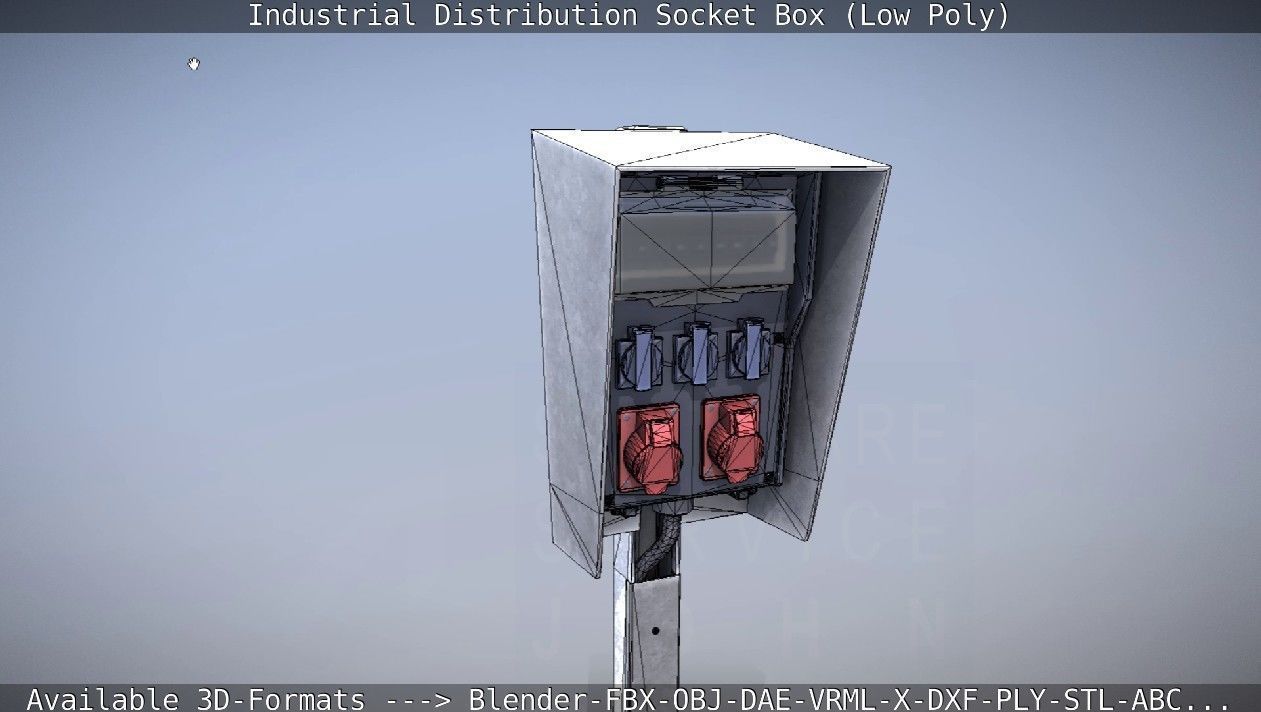 Industrial Distribution Socket Box  Low-poly 3D model_73