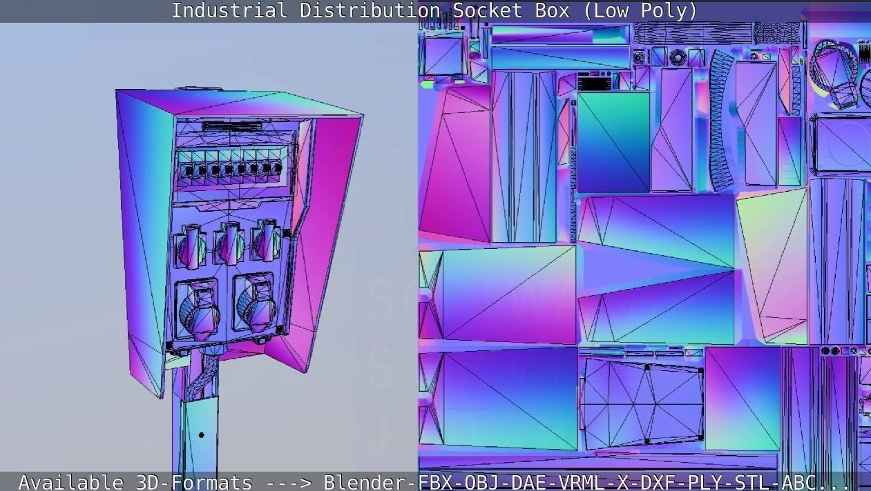 Industrial Distribution Socket Box  Low-poly 3D model_54