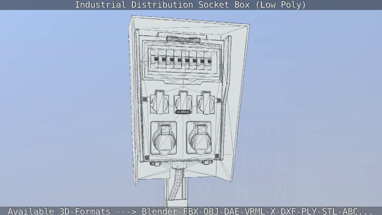 Industrial Distribution Socket Box  Low-poly 3D model_56