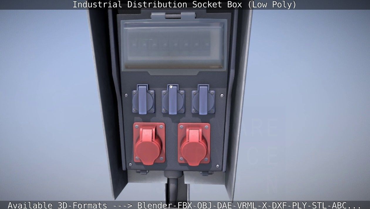 Industrial Distribution Socket Box  Low-poly 3D model_17