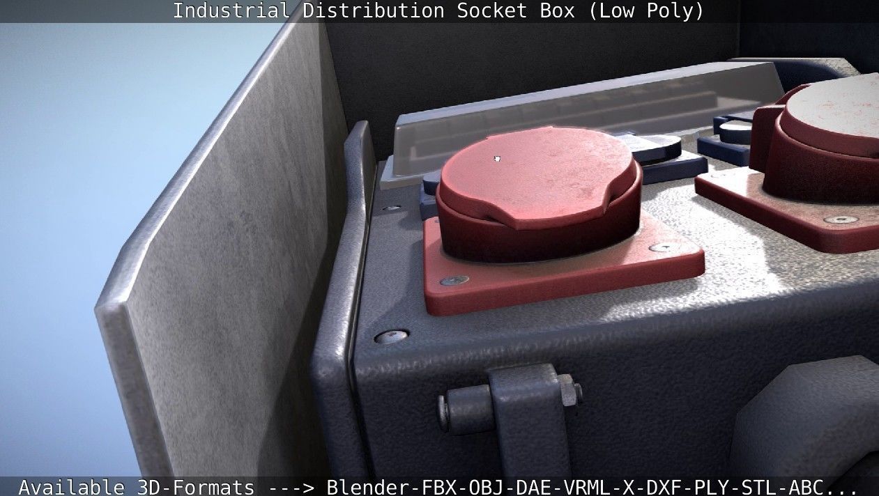 Industrial Distribution Socket Box  Low-poly 3D model_91