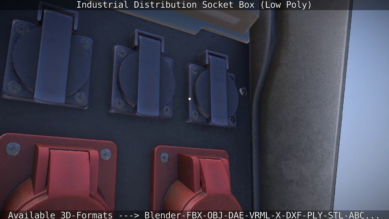 Industrial Distribution Socket Box  Low-poly 3D model_96