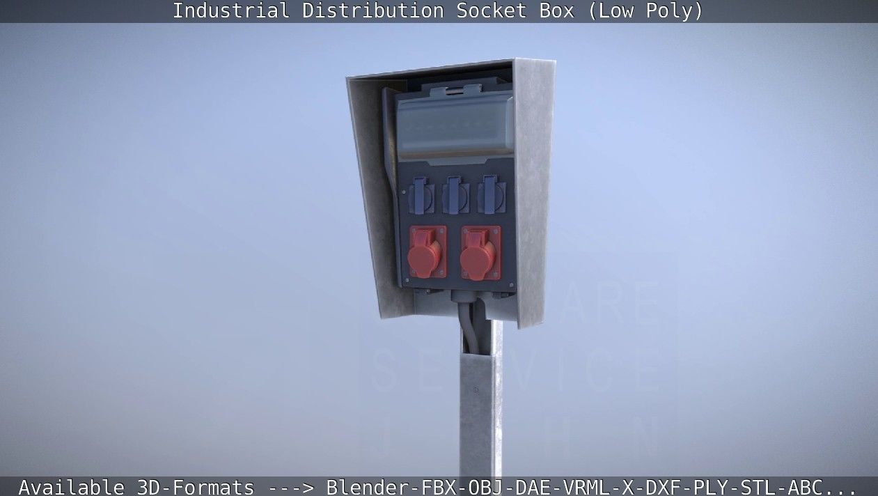 Industrial Distribution Socket Box  Low-poly 3D model_104