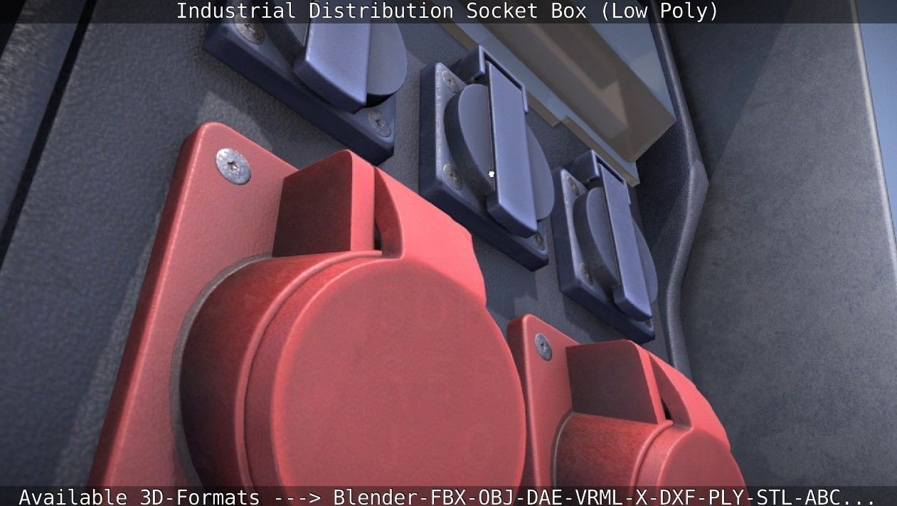 Industrial Distribution Socket Box  Low-poly 3D model_14