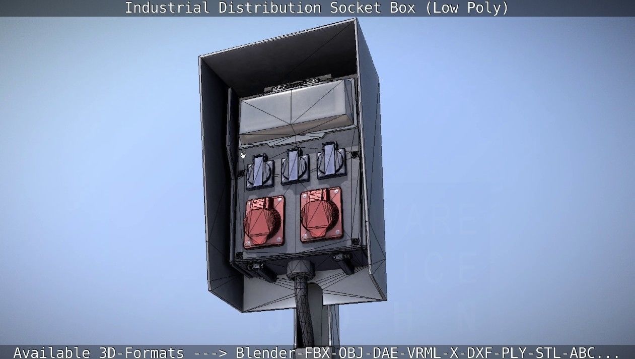 Industrial Distribution Socket Box  Low-poly 3D model_24