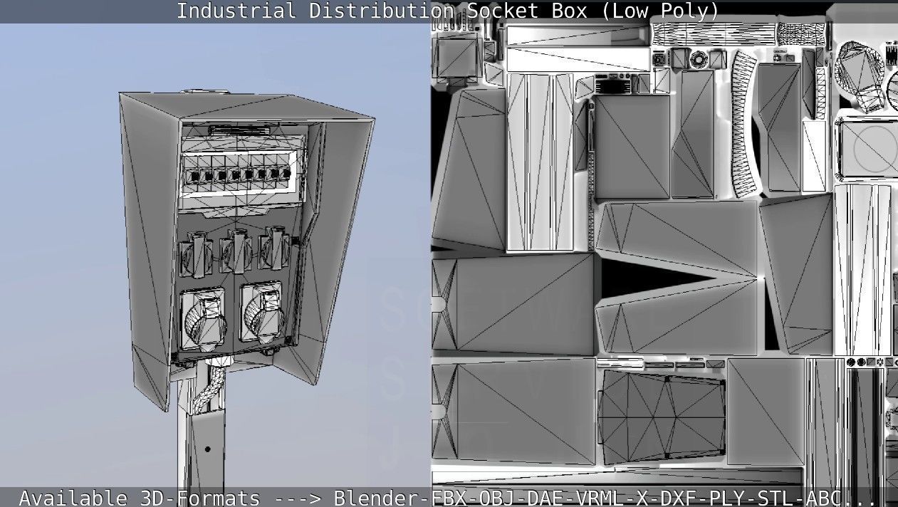 Industrial Distribution Socket Box  Low-poly 3D model_57