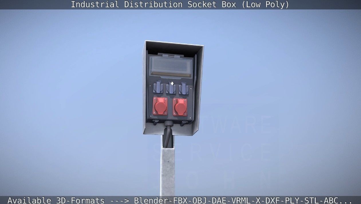 Industrial Distribution Socket Box  Low-poly 3D model_11