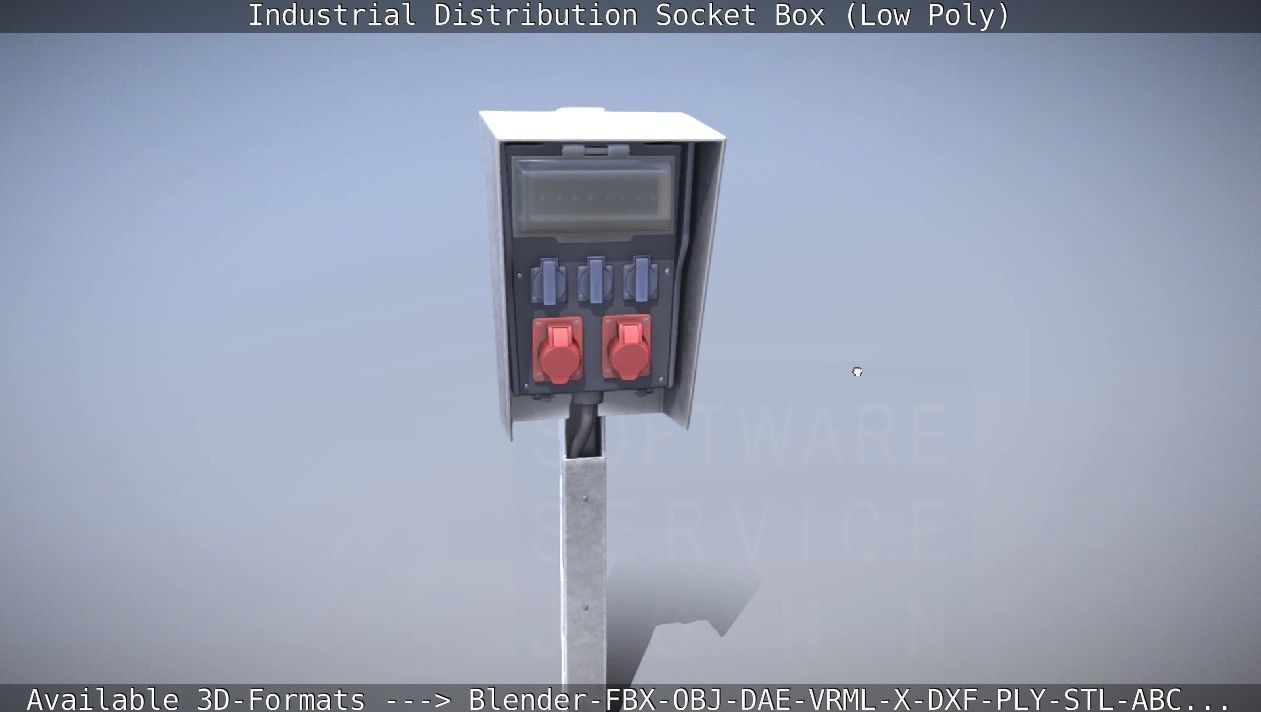 Industrial Distribution Socket Box  Low-poly 3D model_7