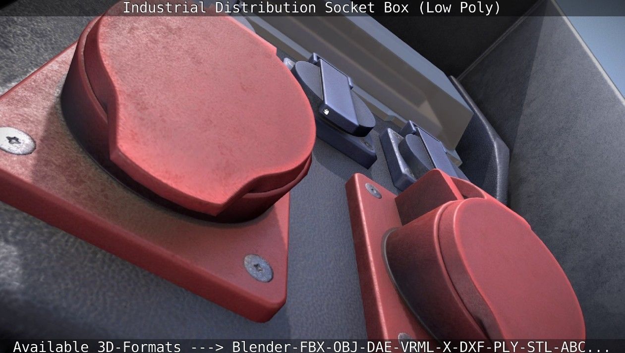 Industrial Distribution Socket Box  Low-poly 3D model_16