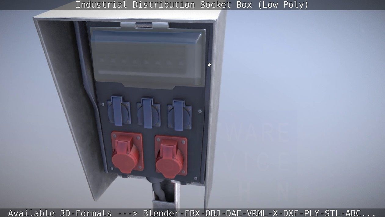 Industrial Distribution Socket Box  Low-poly 3D model_102