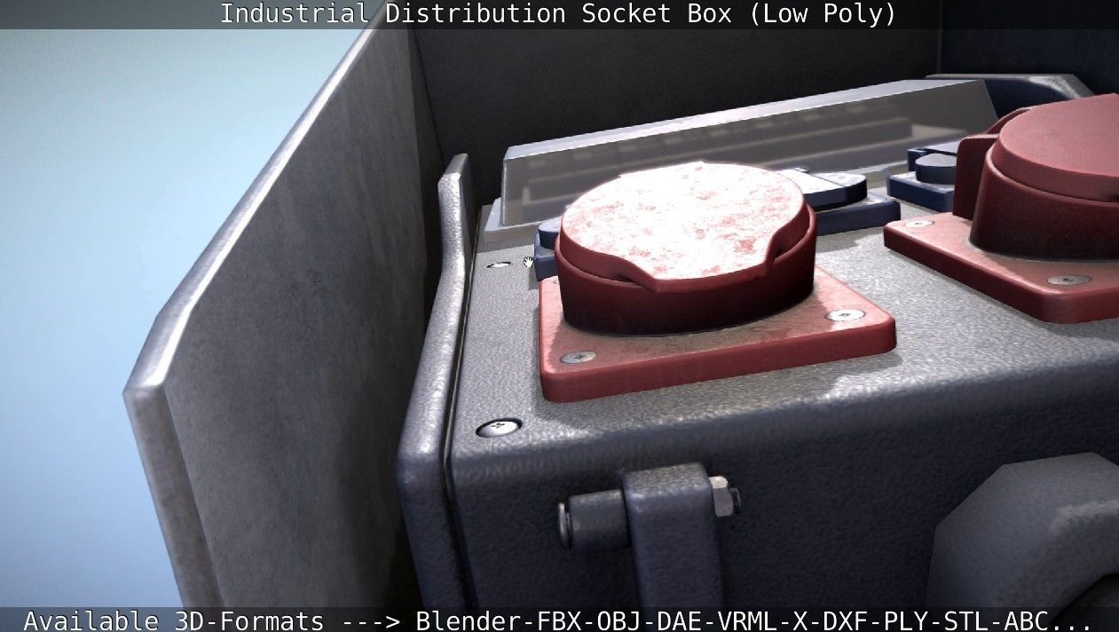 Industrial Distribution Socket Box  Low-poly 3D model_84
