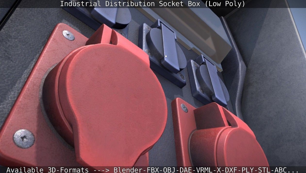 Industrial Distribution Socket Box  Low-poly 3D model_15